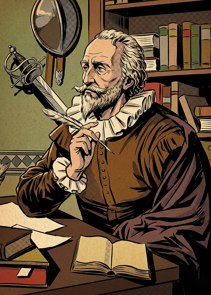 Vintage Writer Scholar Comic Poster