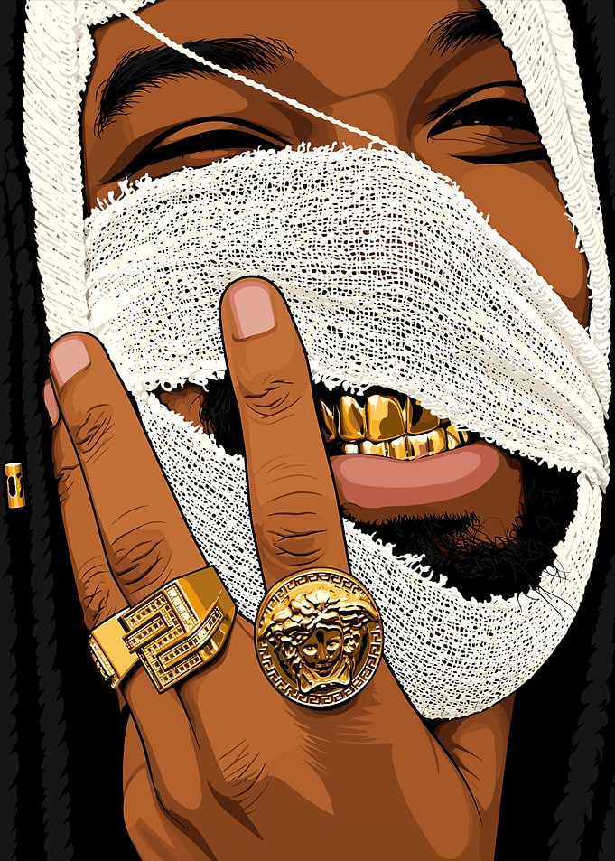 Hip Hop Artist with Gold Grillz