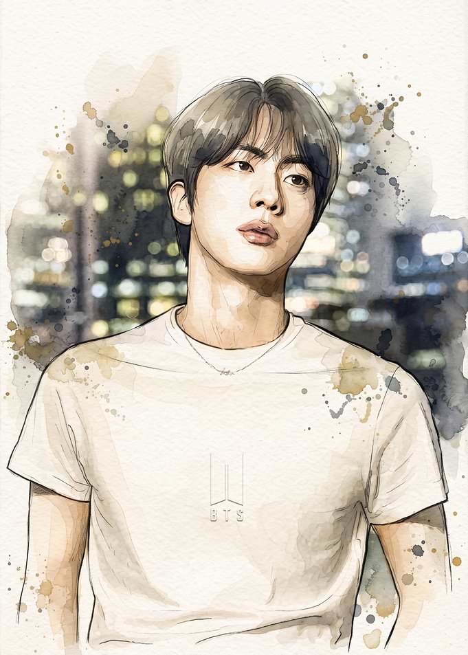 Watercolor Portrait of BTS Jin