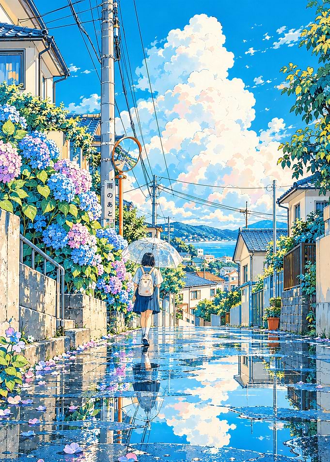 Anime Girl Walking After Rain