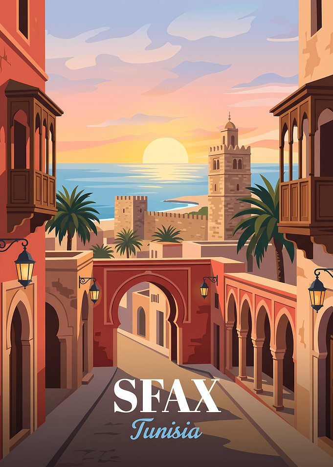 Sfax Tunisia Travel Poster