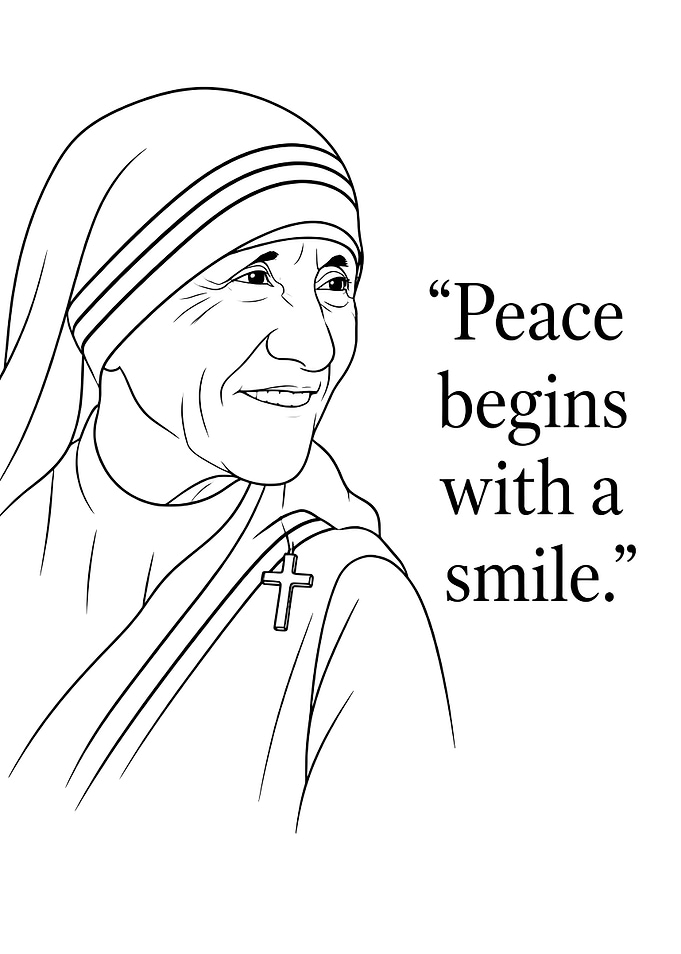 Mother Teresa Inspirational Quote Line Art
