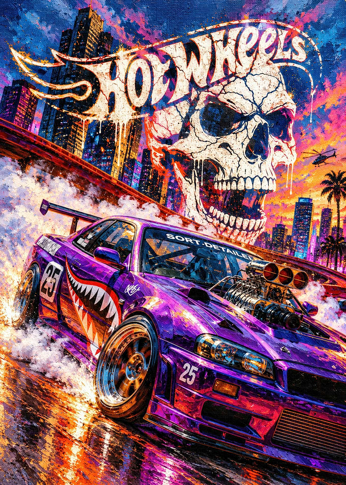 Hot Wheels Purple Drift Car Art