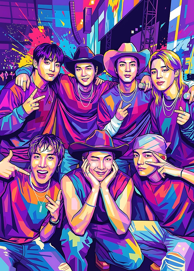 Colorful Pop Art Portrait of BTS