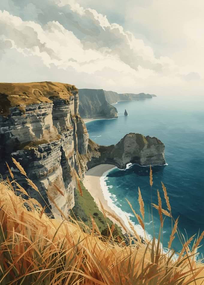 Coastal Cliffs and Sandy Beach