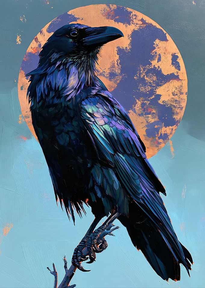 Majestic Raven Before Copper Moon