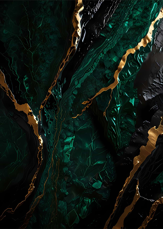 Emerald and Gold Marble Texture