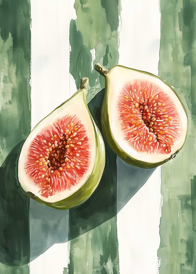 Watercolor Painting of Two Figs