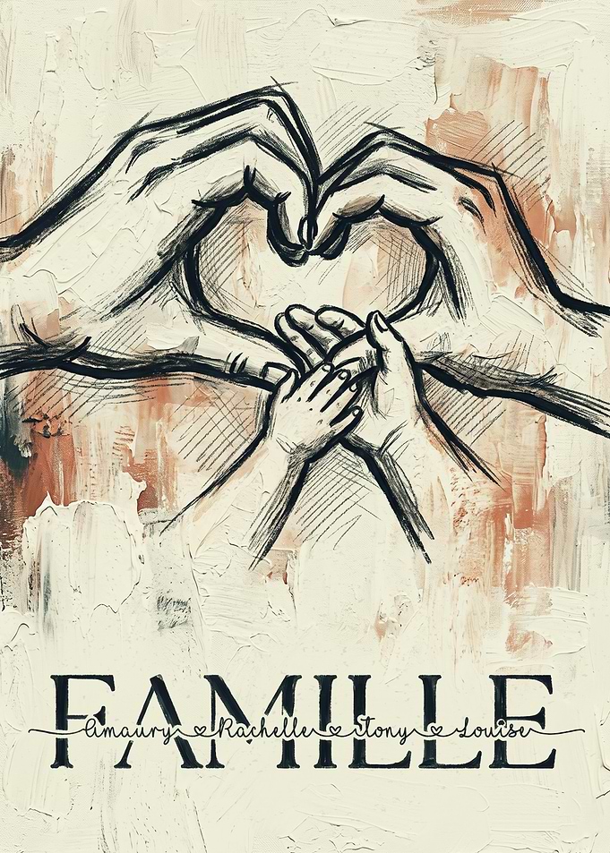 Family Hands Heart Custom Family Pencil Sketch