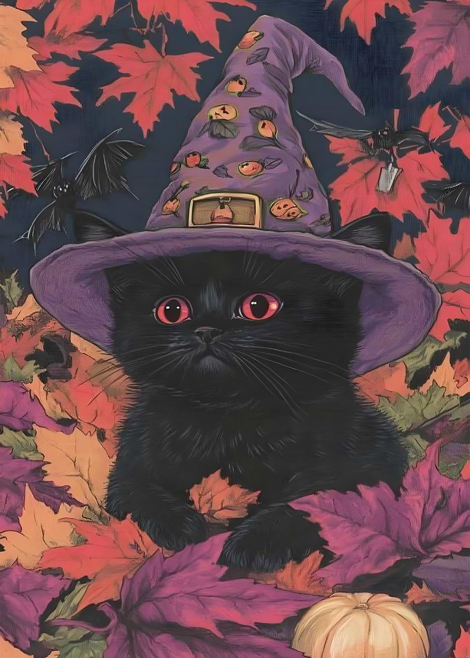 Cat in Witch Hat halloween