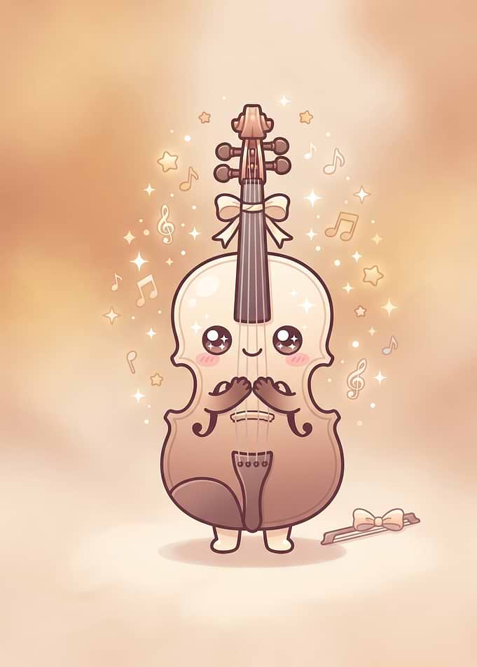 Cute Kawaii Violin Character Illustration