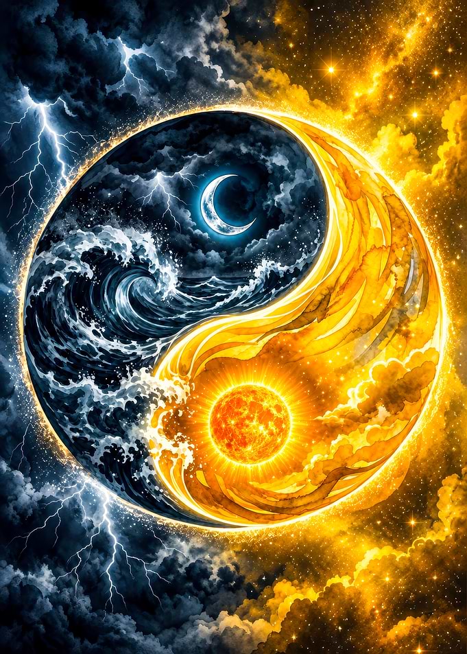 Celestial Yin Yang Sun and Moon