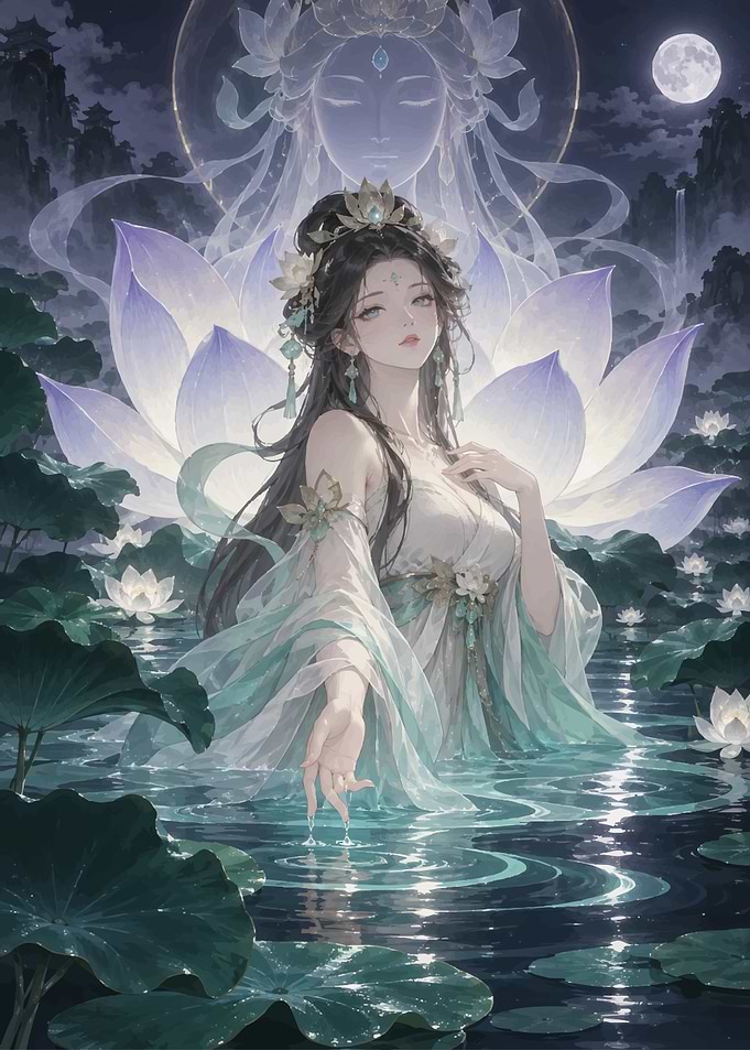 Ethereal Goddess in Lotus Pond