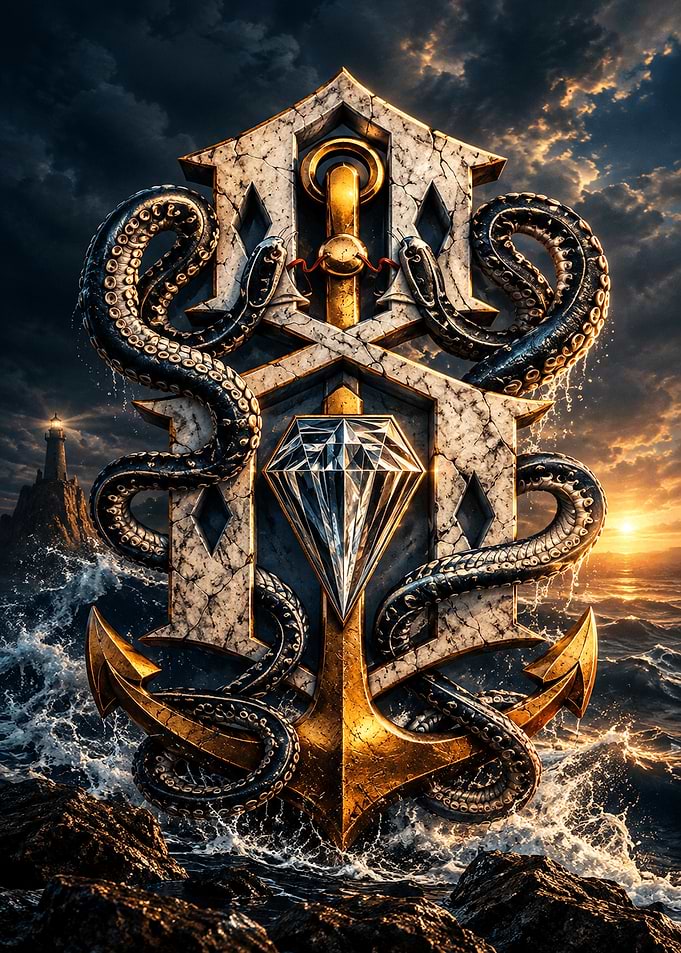 Nautical Kraken and Diamond Anchor Emblem