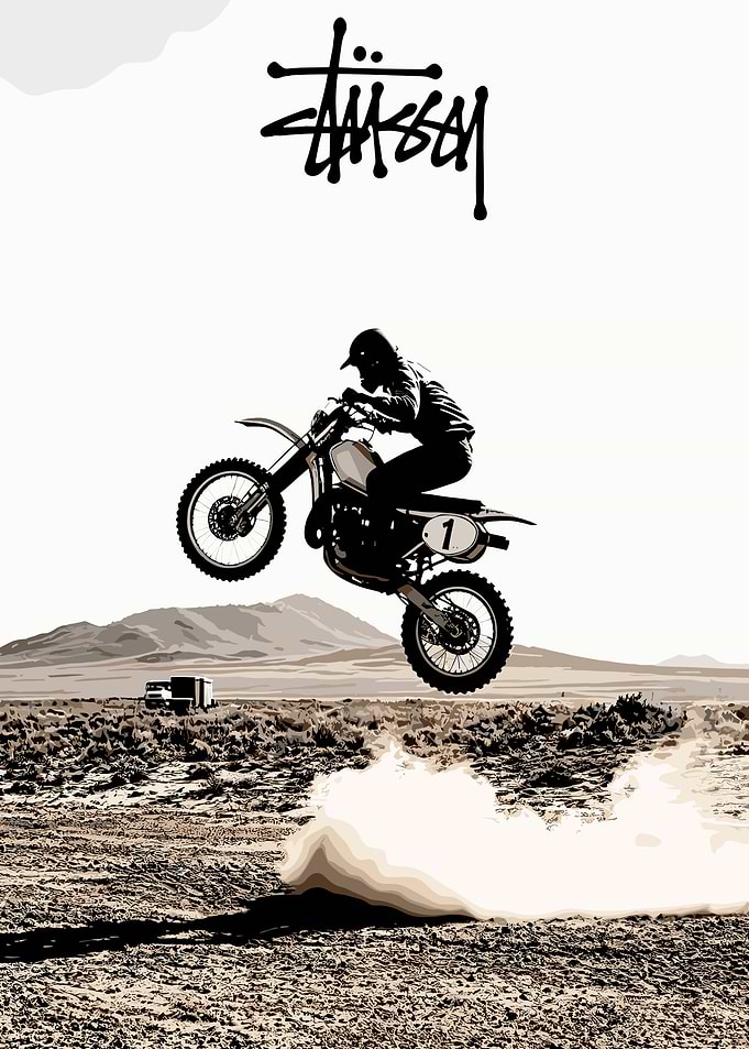 Stussy Motocross Rider Jumping Poster