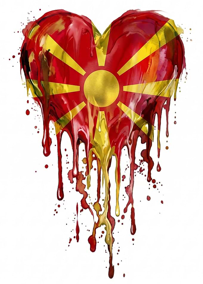 Macedonian Flag Heart Paint Drip