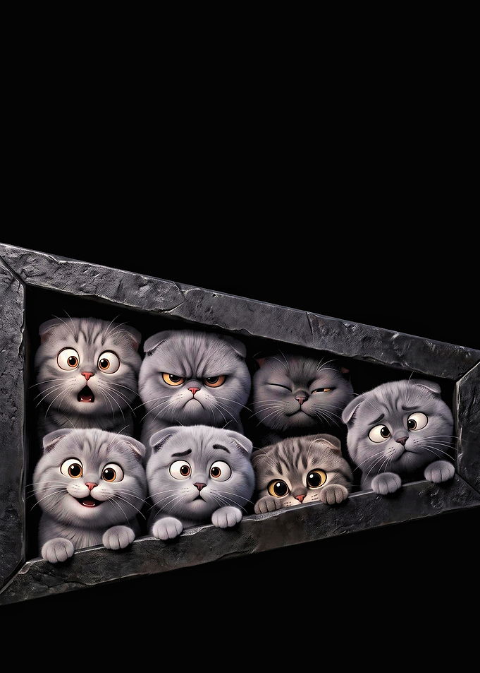 Seven Cute Scottish Fold Kittens