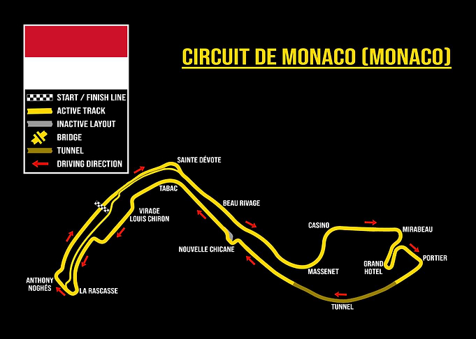 Circuit de Monaco Formula 1 Track Map