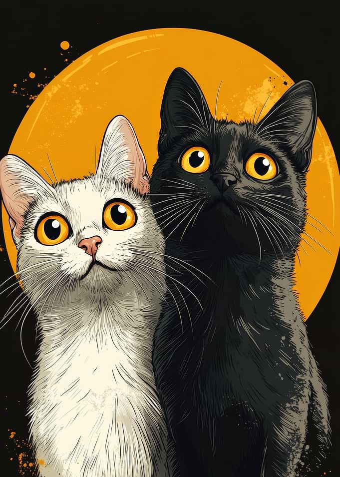 Black and White Cats Portrait
