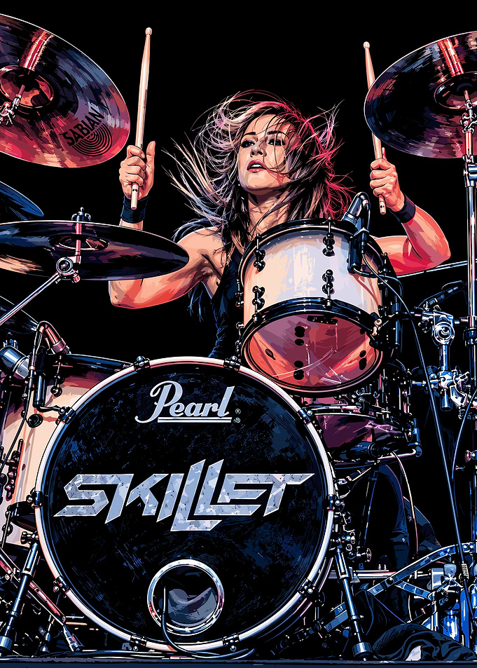 Jen Ledger Drumming for Skillet