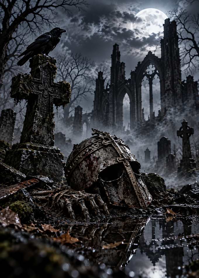 Fallen Knight in Haunted Graveyard