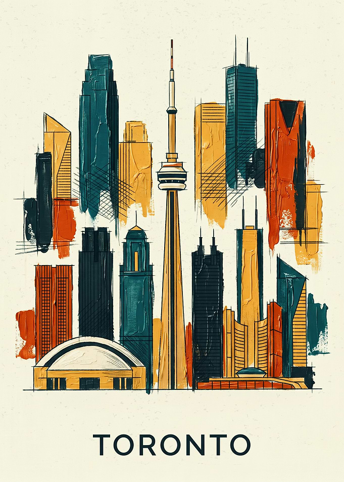 Toronto Skyline Cityscape Pencil Sketch