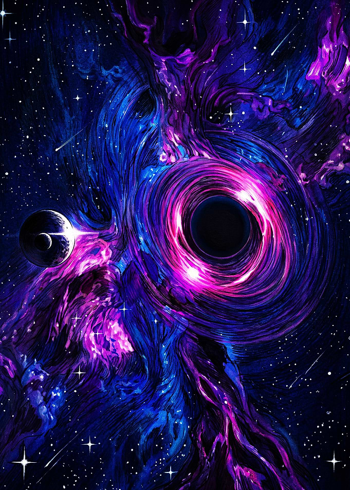 Vibrant Cosmic Black Hole Art
