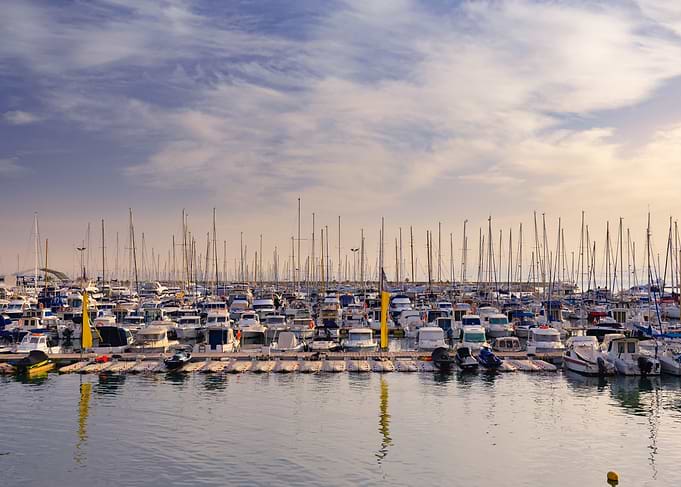 Crowded Marina at Sunset, Alicante, Spain