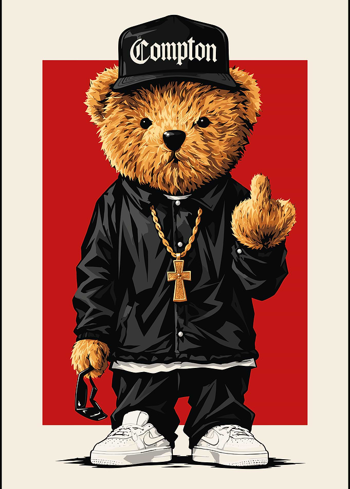 Compton Hip Hop Teddy Bear Illustration