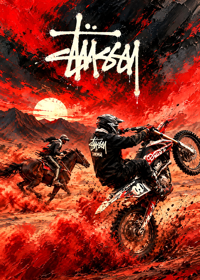 Stüssy Motocross and Horseback Racing Art