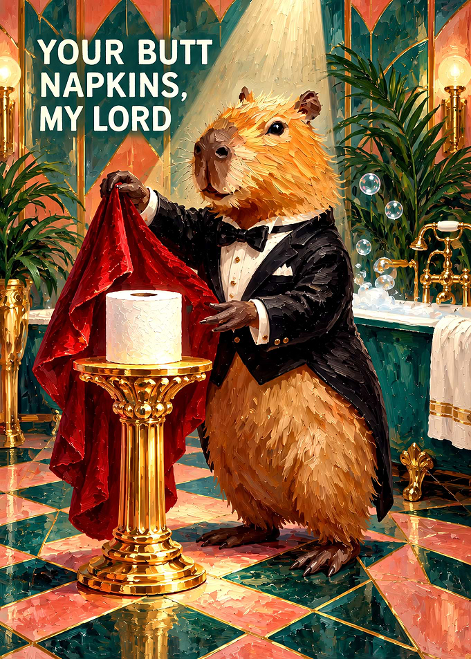 Capybara Butler Serving Toilet Paper