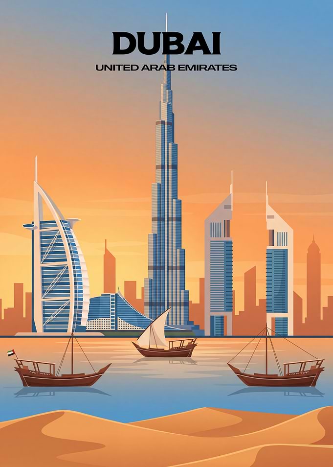 Dubai Skyline Travel Poster