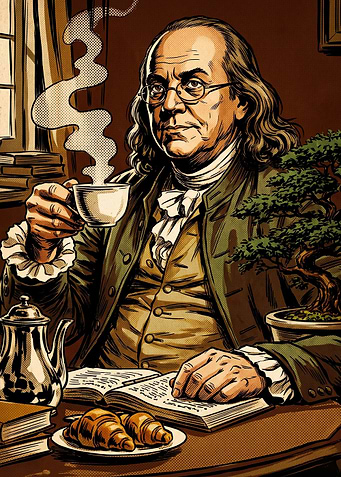 Ben Franklin Tea Vintage Comic Art