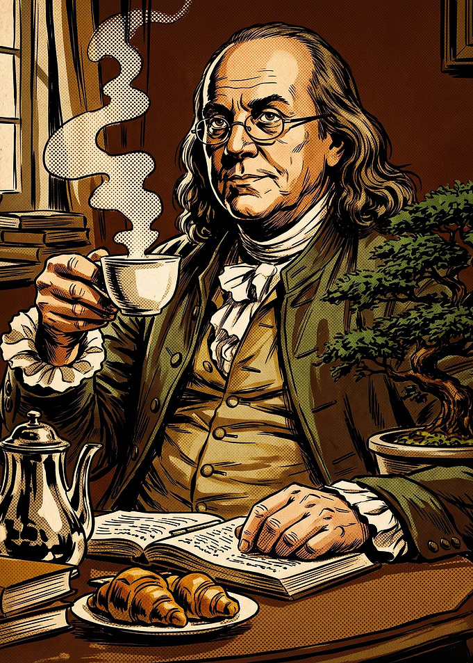Ben Franklin Tea Vintage Comic Art
