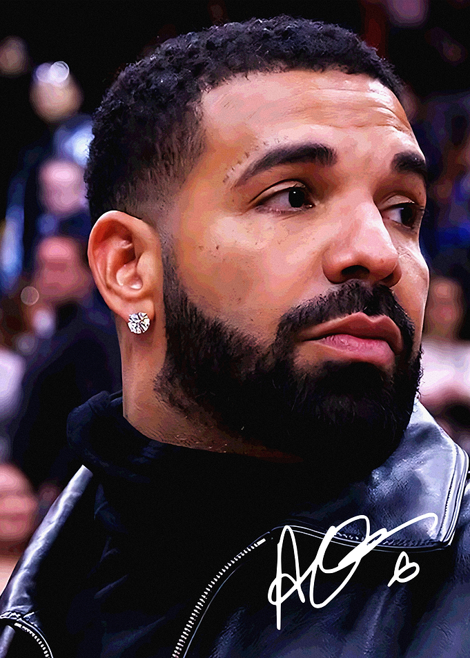 Portrait of Drake with Signature