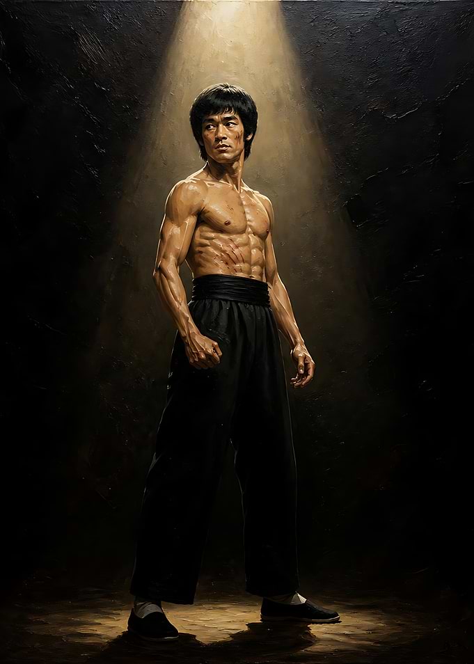 Bruce Lee Spotlight Portrait Painting