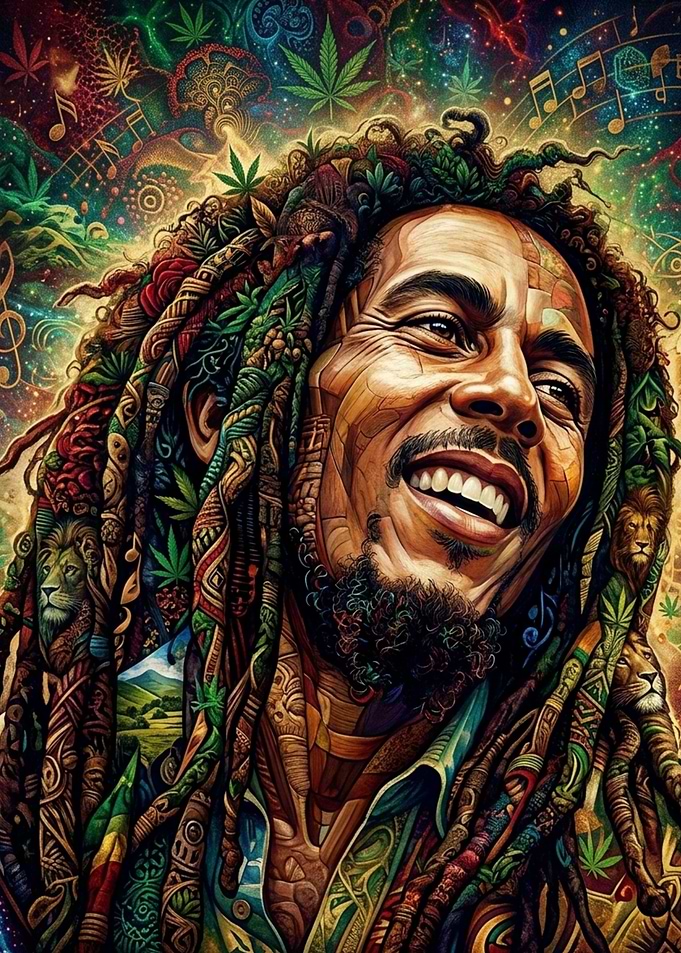 Bob Marley Psychedelic Portrait