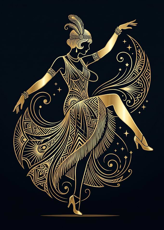 Art Deco Flapper Dancer Illustration