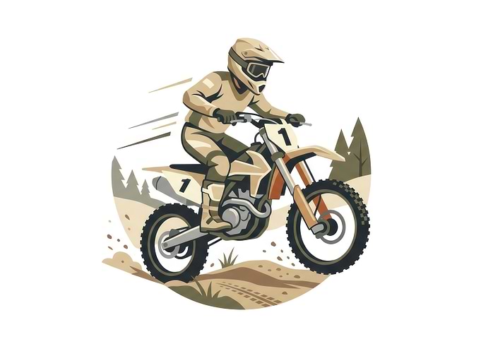 Motocross Rider Racing on Dirt Track