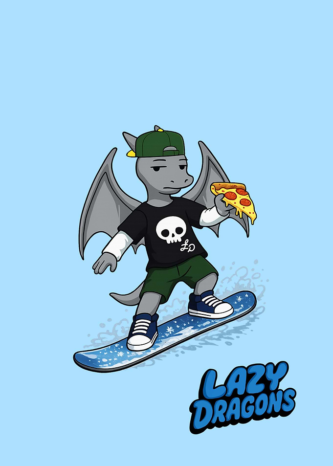 Lazy Dragons Skater Dragon Illustration