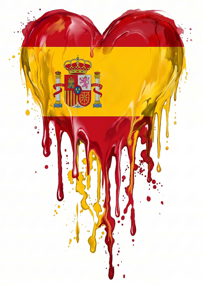 Spain Flag Heart Paint Drip
