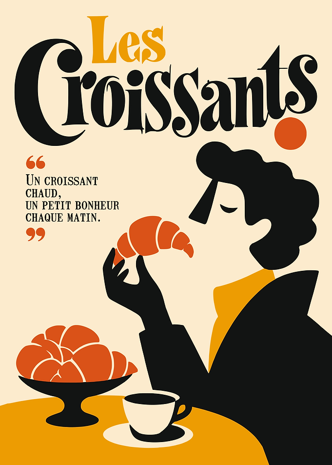 Les Croissants Vintage Style Poster