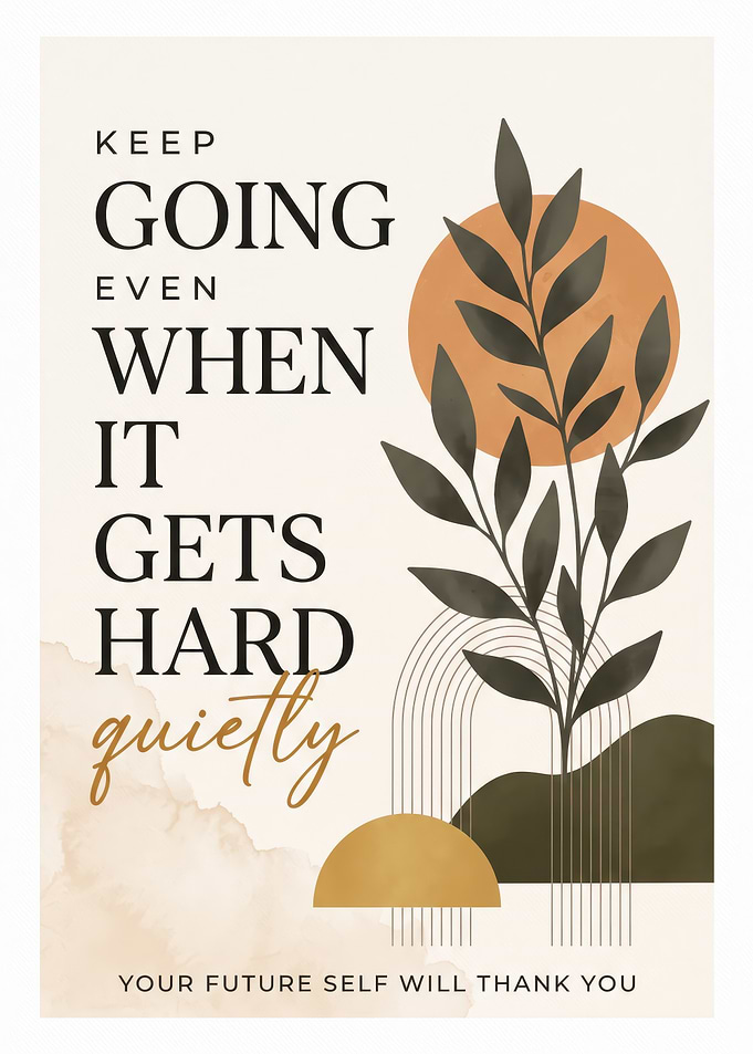 KEEP GOING Inspirational Minimalist Botanical Wall Art