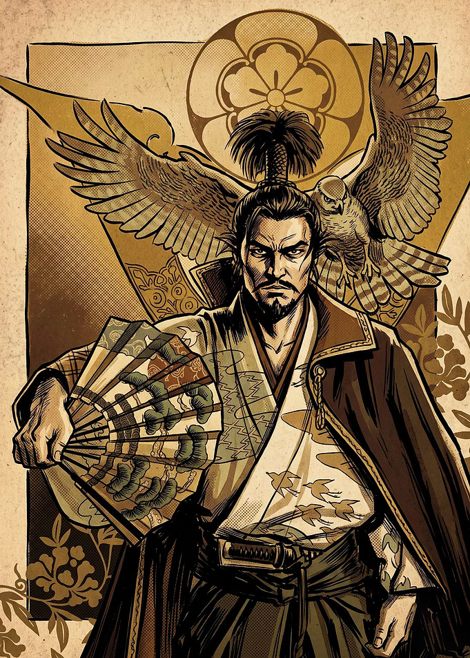 Japanese Samurai Hawk Vintage Art