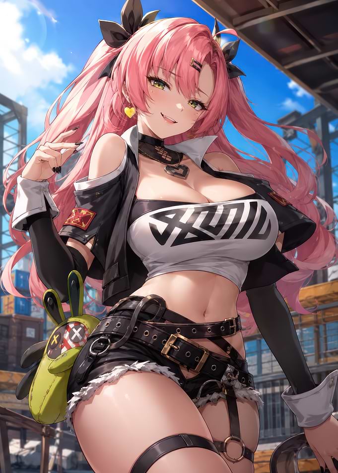 Pink-Haired Anime Girl in Streetwear