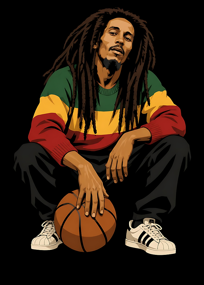 Bob Marley Basketball Player Illustration