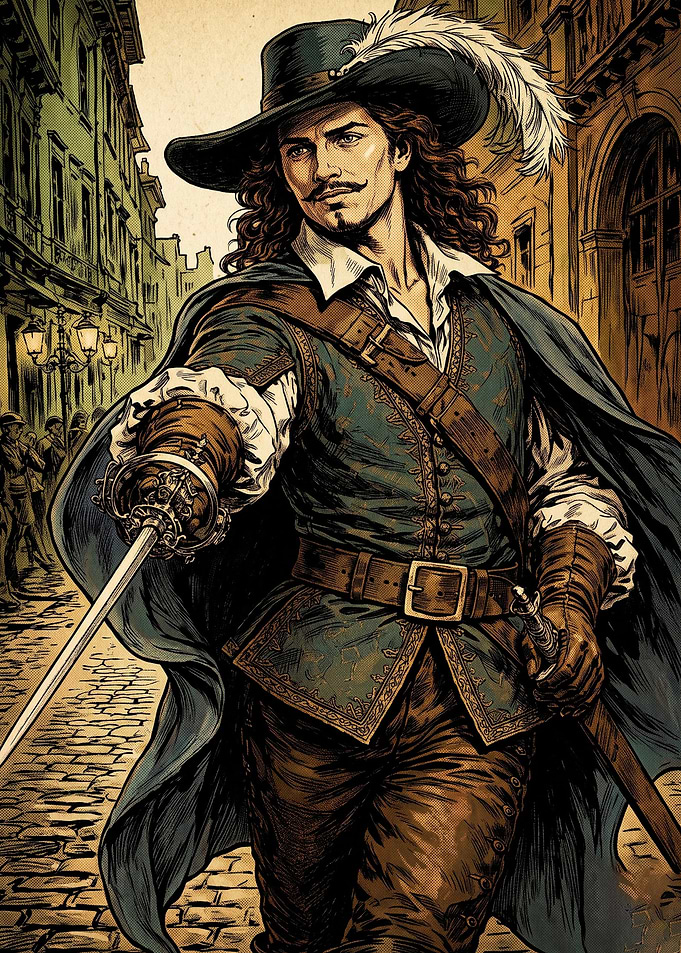 Musketeer Duelist Vintage Poster