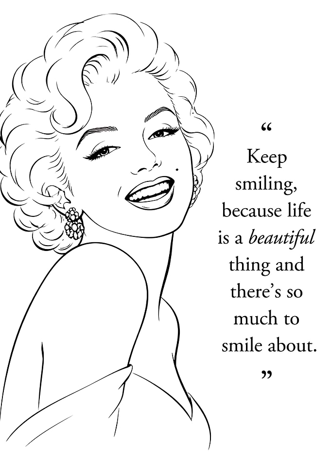 Marilyn Monroe Inspirational Quote Line Art