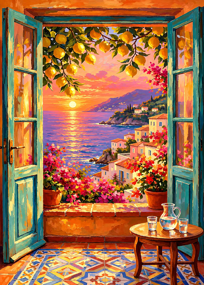 Mediterranean Sunset View from Balcony