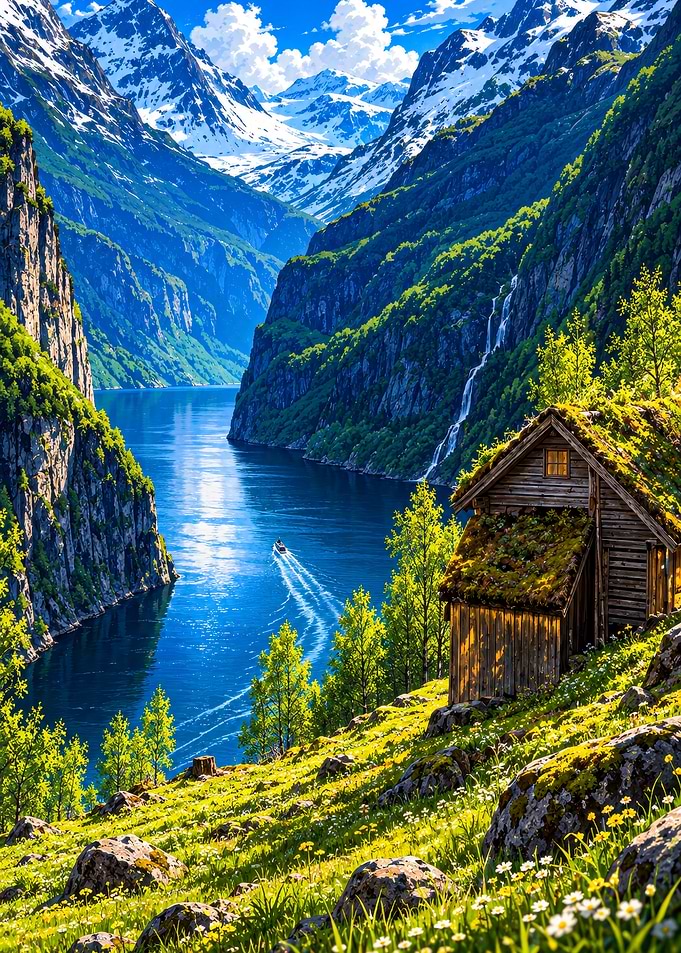Scenic Norwegian Fjord Landscape